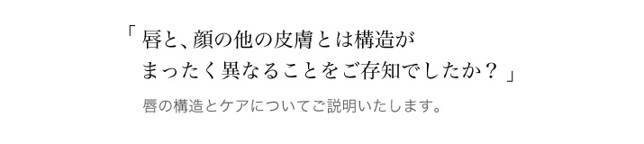 唇と、顔の他の皮膚とは構造がまったく異なることをご存知でしたか？